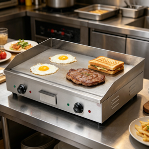 Gril commercial à surface plate à chauffage rapide, 4400W, 220-240V, pour la cuisson de viande, steak, fruits de mer, pâtes, base de pain - Product Image 2