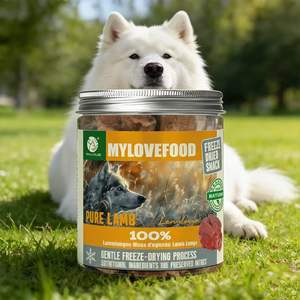 Friandises pour chiens et chats Liu Bao bio lyophilisées riches en protéines à base de poumons d'agneau pour la santé de la peau et du pelage - Product Image 1