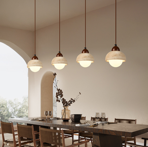 Popolare <span class=keywords><strong>Lampadario</strong></span> in Travertino <span class=keywords><strong>Giallo</strong></span> Stile Wabi Sabi Giapponese Retrò per Ingressi e Corridoi - Product Image 3