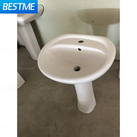 Usine directe céramique sanitaire Suite Wc lavage main piédestal bassin ensemble évier S-trap salle de bain toilette et bassin combinaison