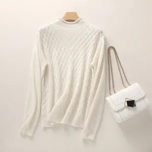 2023 Custom Inner Mongolia Knitted Cashmere Sweater Women Elegant Wholesale Cashmere Sweater