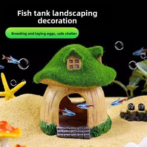 Kunststof rotstuin decoratieset voor <span class=keywords><strong>aquarium</strong></span> met mos, paddenstoelenhuisjes en ornamenten.  Groothandel online verkrijgbaar. - Product Image 3
