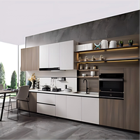 Luxuriöse Moderne Weiße Holzgrifflose Küchenschränke Küchenmöbel Mit Vorratsschrank für Zuhause