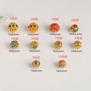 Cuentas de esmalte cloisonné redondas huecas con efecto de goteo de aceite, cuentas de la suerte para la fabricación de joyas DIY, pulseras, collares, accesorios al por mayor - Product Image 2
