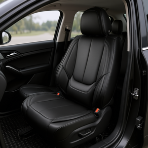 Fundas universales para asientos de coche de piel sintética, juego de 5 piezas, color negro, compatibles con airbag para la mayoría de los coches, para todas las estaciones - Product Image 2