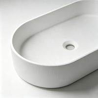 Lavabo de luxe moderne en pierre artificielle, finition mate, pour salle de bain, facile à nettoyer, idéal pour hôtel, villa, appartement, maison