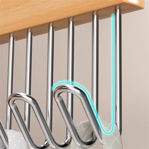 Đánh giá Nhà cung cấp boyinhangers Vintage 8-Hook móc áo bằng gỗ của nam giới quan hệ thắt lưng tủ quần áo Móc Logo nhựa gỗ móc cửa hàng túi - Product Image 4