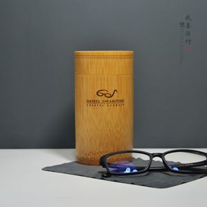 Bamboo Eyeglass Case Round Carbonized Color For Eyeglasses Storage Tube JY 03 - Product Image 2