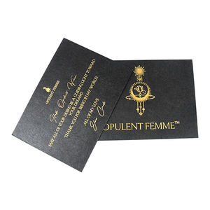 Cartes de remerciement noires élégantes et luxueuses au design populaire avec logo estampé à chaud en or sur papier d'art pour cadeaux d'entreprise formels - Product Image 5