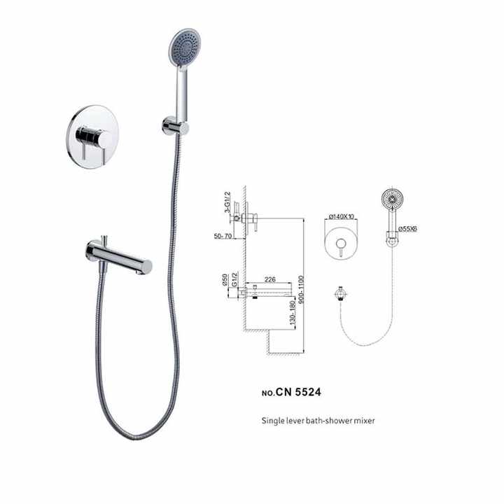 Modern Luxury Bathroom Hot and Cold Wall Mounted Bathroom Concealed Stainless Steel 304 Watermark Shower Set Valve With Faucet