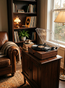 Tocadiscos de Vinilo Vintage con Bluetooth Integrado y Altavoces Estéreo, Tocadiscos Retro Portátil de 3 Velocidades para Decoración del Hogar - Product Image 3