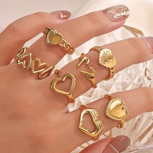 Anillo <span class=keywords><strong>de</strong></span> Acero Inoxidable Serie Amor, Anillo Ajustable Impermeable con Apertura, Color Inalterable para Mujer - Product Image 1