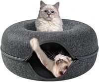 Lit pour chat caché de haute qualité de couleur unie en gros lit tunnel pour chat donut rond en feutre durable