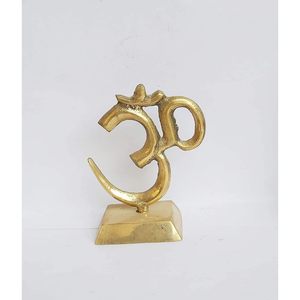 PARIJAT HANDICRAFT Brass Gold Statue Om Idol Hindu Religious Symbol Handmade Eco-Friendly Home Decor Tabletop <b>Mandir</b> Pooja Murti - Product Image 5