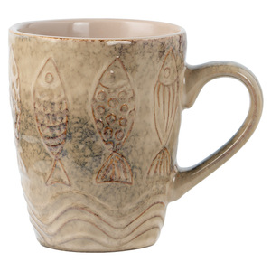 Retro Embossed Fish Ceramic Mug, Vintage Distressed <b>Large</b> Capacity Coffee <b>Tea</b> Water <b>Cup</b> <b>for</b> Home Wholesale - Product Image 4