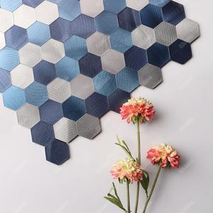 Hexagon Spazzolato Blu di Plastica di Alluminio <span class=keywords><strong>PVC</strong></span> Adesivo Mosaico Buccia E Bastone <span class=keywords><strong>In</strong></span> Vinile <span class=keywords><strong>Piastrelle</strong></span> <span class=keywords><strong>Per</strong></span> Parete Backsplash Cucina <span class=keywords><strong>Bagno</strong></span> - Product Image 2