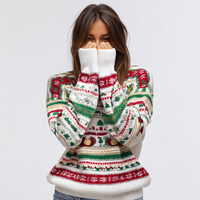 Pull de Noël à motifs traditionnels pour femmes Pull en tricot de vacances à la mode pour femmes
