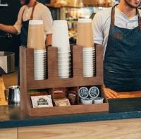 Vente chaude Café Boîte De Rangement En Bambou Café Pod Rack Jetable Papier Tasse De Stockage Rack Café Thé Sachet Organisateur Boîte