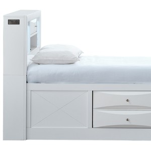 Lit enfant blanc avec tiroirs et étagère de tête de lit pour chambre à coucher - Product Image 3