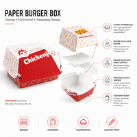 Scatola per Hamburger Personalizzata in Cartone Alimentare Usa e Getta, Confezione da Asporto in Carta Kraft