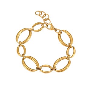 Pulsera de Eslabones Ovalados Geométricos, Chapada en Oro de 18k, Acero Inoxidable, Joyería Unisex, Pulsera de Cadena a la Moda - Product Image 5