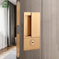 Poignée de porte en zinc, poignées de porte coulissantes dissimulées, poignée de porte moderne de luxe, cylindre de serrure magnétique intégré, poignées de porte carrées, serrure