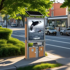 Poubelle extérieure à capteur, style best-seller pour parc, avec boîte lumineuse, 240 litres, en plastique, à roulettes - Product Image 1