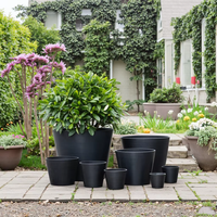 Pot de fleurs en plastique, nouveau design, pour plantes tropicales d'intérieur, avec trou de drainage et soucoupe.