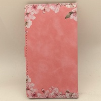 Couverture de carnet en cuir PU rose avec impression couleur personnalisée, organiseur de carnet avec logo personnalisé et poches pour cartes