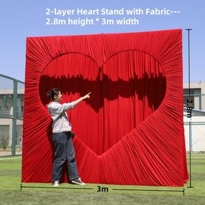 रोमांटिक शादी के प्रोप्स दिल की पृष्ठभूमि वाली स्टैंड डिय कपड़े से लिपटे हुए दिल के फ्रेम और पार्टी फोटो बूथ सजावट - Product Image 5
