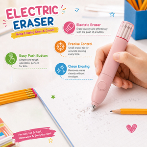 Juego de Papelería Eléctrico 3 en 1 EAGLE, Sacapuntas y Borrador Eléctricos con Lápices HB, Juego de Regalo de Papelería Escolar J6103B - Product Image 4