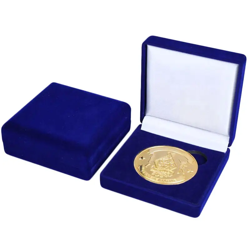 Monedas de Metal y cajas de presentación de terciopelo personalizadas de esmalte Challenge Coins