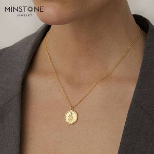 Collier pendentif en or véritable <span class=keywords><strong>2022</strong></span>, de haute qualité, bagage vintage à la mode, bijoux commémoraux - Product Image 5
