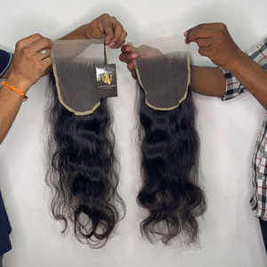 Extensions de cheveux humains wefted Indian Temple fermeture de dentelle bouclée faisceaux bruts naturels avec fermeture de dentelle transparente HD - Product Image 1