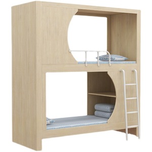 Cama litera cápsula espacial para albergue juvenil, litera doble de madera para albergue juvenil, cama todo incluido para apartamento tipo dormitorio alto y bajo - Product Image 3