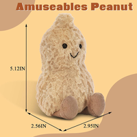 Peluche amusante en forme de cacahuète avec des pattes d'animaux, visage souriant, fourrure douce et vive, en coton PP décoratif