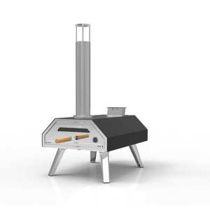 فرن بيتزا خارجي متعدد الوقود يدوي الدوران يعمل بالحطب وقود بيليه الخشب مع مدخنة من الاستانلس ستيل ومحمول - Product Image 6