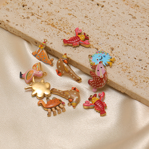 Breloques mignonnes en acier inoxydable plaqué or 18 carats, motifs abeille, petit monstre, écrevisse, oiseau, taupé, chameau, canard, manchoir, pour <span class=keywords><strong>la</strong></span> fabrication de bijoux - Product Image 1