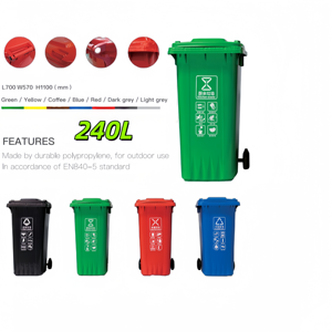 Lời nói đầu công nghiệp ngoài trời bánh Thùng chứa rác 660L di động đường phố Thùng rác Thùng chứa rác với bàn đạp chân - Product Image 3