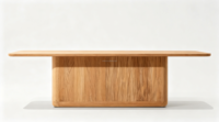 Ensemble de table et chaises de jardin sculpturales FERLY en corde tressée, couleur teck, taille et couleur personnalisables