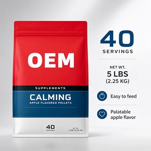 OEM Calming Support Pellets <span class=keywords><strong>Magnesium</strong></span> Thiamine L-Tryptophan Supplément calmant pour chevaux, soutien du confort musculaire, saveur pomme - Product Image 4