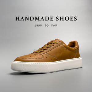 Sneakers plateforme en cuir véritable et tissu maillé perforé, antidérapantes, faites à la main, pour un usage quotidien, pour les hommes branchés, vie urbaine - Product Image 5