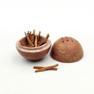 กระถางธูปหินอ่อนสีแดงอิฐทรงกลมพระรามะดานโยคะอาหรับที่วางธูปมีกลิ่นหอมทุกฤดู - Product Image 3