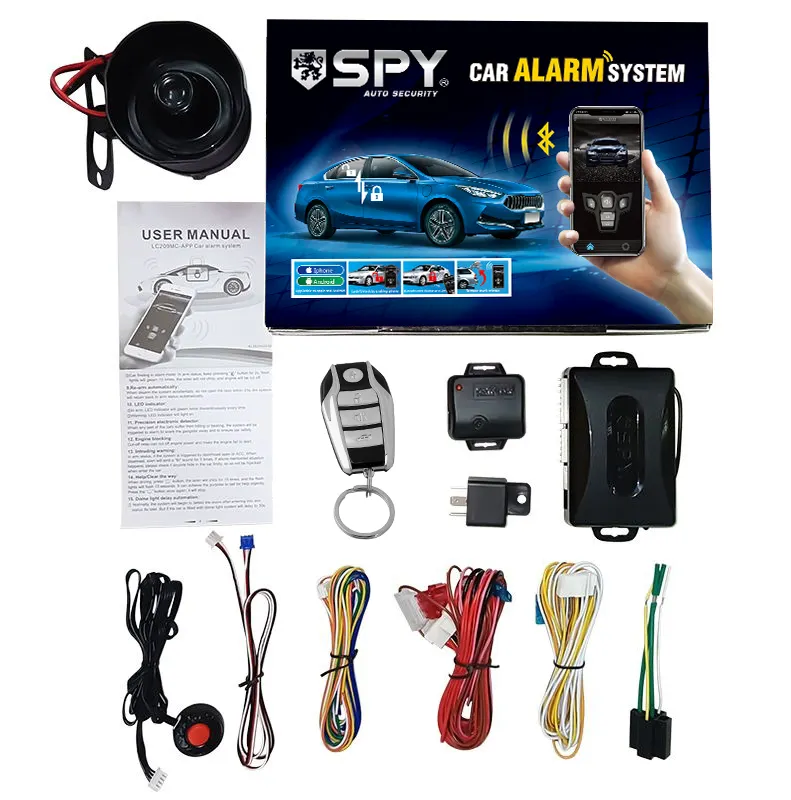 SPY Car Alarm System Hopping Code BT APP Remote Controls Car Alarm Central Locking System