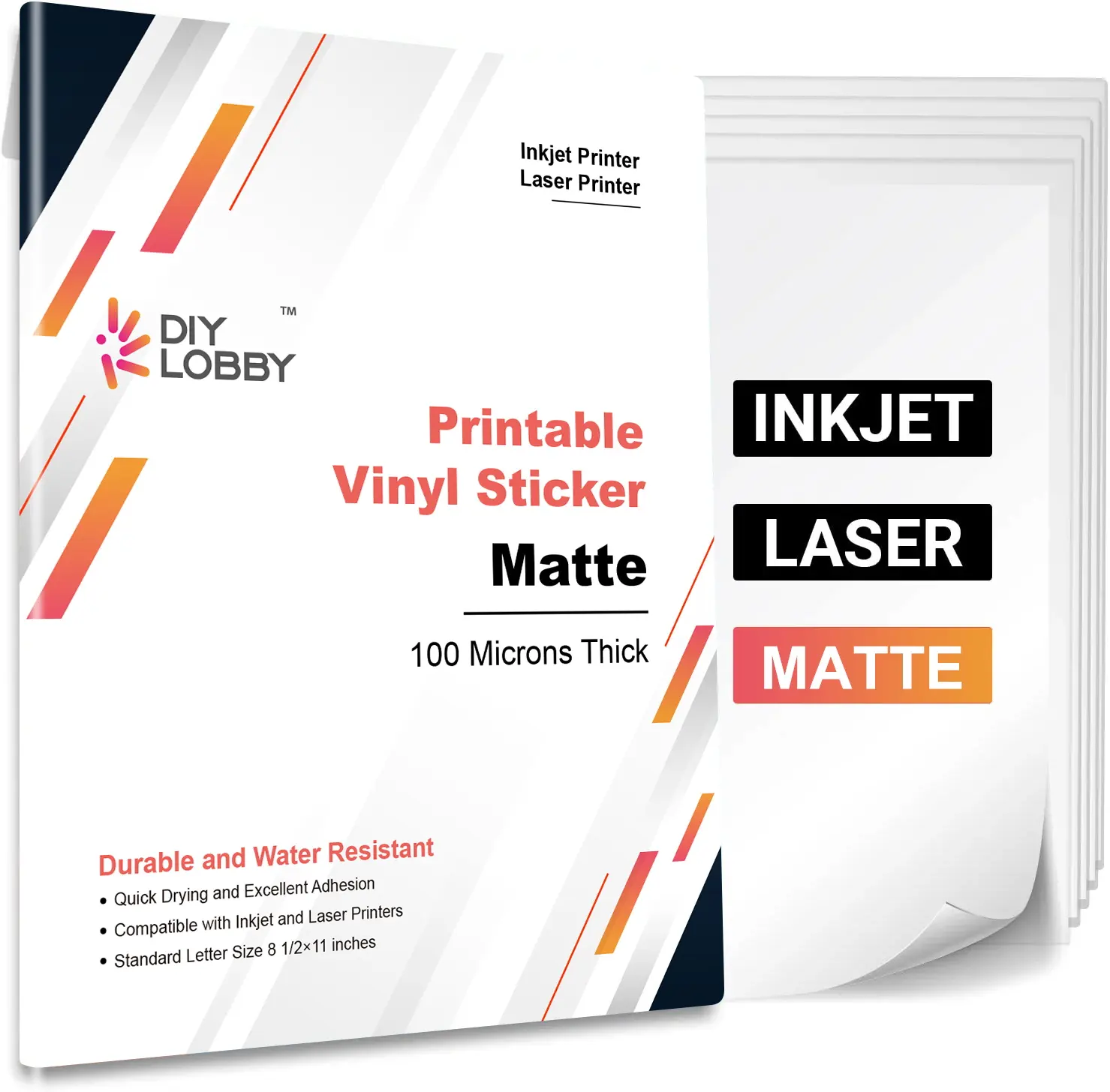Diylobby stampabile a colori A4 vuoto impermeabile autoadesivo lucido/opaco/foglio di pellicola trasparente carta per etichette adesiva in vinile