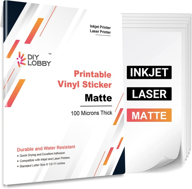 Diylobby Printable Full Color A4 Blank Waterproof Self Adhesive Glossy / Matte / Clear Film Sheet Vinyl Sticker Label Paper