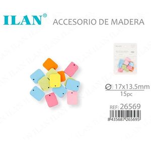 Accessorio Rettangolare in Legno ILAN 17x13.5mm 15pz per Decorazioni Artigianali - Product Image 3