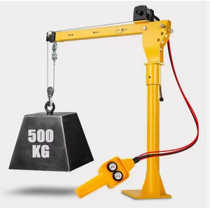 מנוף הידראולי חשמלי נייד חדש 500 ק\"ג 12 וולט למשאיות קטנות, סיבוב 360 מעלות, מיני מנוף רכוב על משאית, מנוע תיבת הילוכים לבנייה - Product Image 3