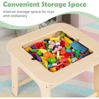 Table d'activités en bois 3 en 1, table d'étude et ensemble de chaises pour enfants avec tableau noir et tableau blanc amovibles