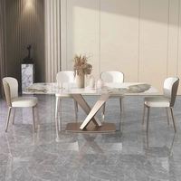 Hôtel de luxe marbre table à manger ensemble 6 places blanc dessus en marbre tables à manger rectangulaires pour cuisine salle à manger meubles